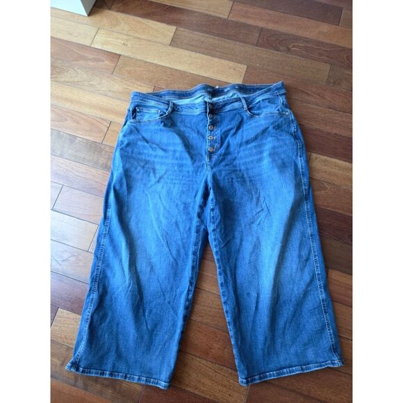 J.Jill Denim Blue High Rise Wide Leg Crop Cotton Blend Button Fly Jeans size 26R - Picture 3 of 8